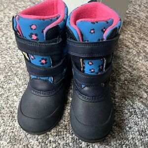 Carter’s Toddler Girl Snow Boots- blue with pink leopard print